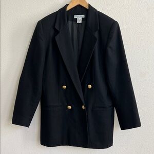 STEPHANIE ANDREWS Fluid Wool Black Double Breasted Blazer Jacket Size 16 (EUC)